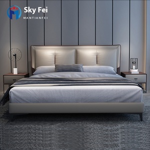 Cama de Cuero Minimalista Moderna Italiana, con Cabecera Acolchada y Almacenamiento Elevado, para Dormitorio Principal, Estilo Ligero de Lujo, Tipo <span class=keywords><strong>Simmons</strong></span> - Product Image 3