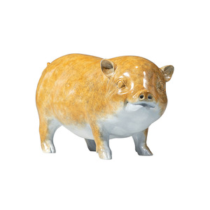Ornement en laiton cochon porte-bonheur en cuivre et or, figurine animale du zodiaque faite à la main, décoration de bureau ou de salon - Product Image 1