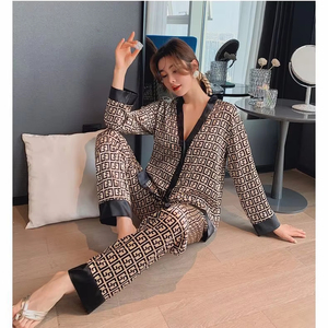 奢华冰丝睡衣套装女式春季开衫真丝睡衣长袖裤子可在客厅外穿居家服 - Product Image 6