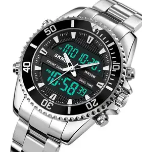 SKMEI новая модель 1850 мужские спортивные водные часы аналоговые спортивные мужские цифровые часы из нержавеющей стали для мужчин