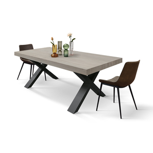 Mesa de Comedor Extensible Sofia 160-240 cm, Tablero de Olmo Perlado, Patas Negras en X, Uso Interno - Product Image 3