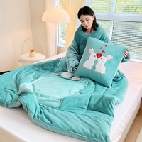 150*200cm doux portable imprimé broderie couette à manches détachable Polyester jeter oreiller maison loisirs couverture