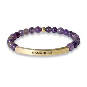 Mama Bear Engraved Rose Gold Plated <b>Beaded</b> <b>Bracelet</b> Women's Natural Stone Jewelry Classic Style Gift <b>Bracelet</b> - Product Image 4