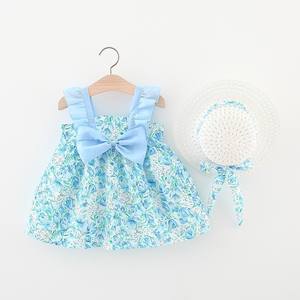 1447 été nouveau Style princesse jupe mignon coton bébé fille robe de soirée nœud Floral Dot <span class=keywords><strong>10</strong></span> ans enfants groupe en gros - Product Image 2