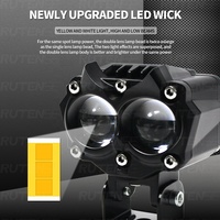 Ruitesi-mini lampe antibrouillard led pour moto, 40w, double couleur, projecteur led en forme de hibou, faisceau haut et bas, projecteur led