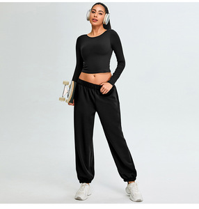 Nouveau automne et hiver Slim Sports Big <span class=keywords><strong>U</strong></span> beau dos course Fitness Logo personnalisé couleur unie survêtement femme - Product Image 4
