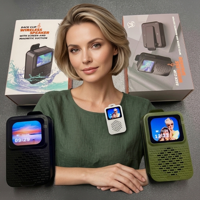 V9 Magnetic Clip Subwoofer Stereo Sound Smart Touchscreen TF Card Mini Party Portable Waterproof IPX5 Wireless BT Speaker