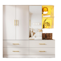 Armoire de chambre moderne multifonctionnelle en bois avec miroir et tiroirs de rangement pour la rénovation de meubles de maison, appartement familial, hôtel