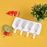 Moule à glace en silicone 4 cavités, moule à glace en silicone en forme de banane, moule à bâtonnets glacés DIY, moule à gâteau pour pâtisserie