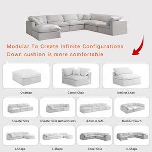 Juego de Sofás Modulares Estilo Nube Color Crema, Moderno y Minimalista de Voxhome, Muebles de Diseño para Sala de Estar - Product Image 4