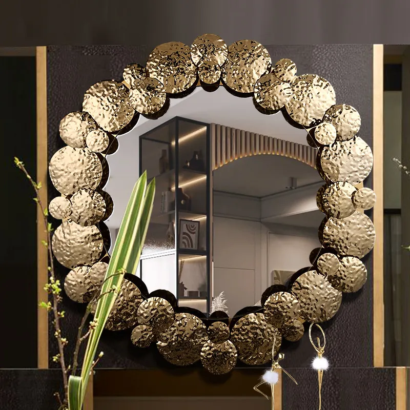 Светлая роскошная модель комнаты диван Декор фоновое украшение креативное настенное зеркало из нержавеющей стали