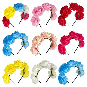 Meilleure vente de bandeau <span class=keywords><strong>pour</strong></span> femmes Fresh Daisy High Crown Top Bandeau en soie de haute qualité Rose Flower <span class=keywords><strong>Coupe</strong></span> de cheveux <span class=keywords><strong>pour</strong></span> les fêtes de festival En stock - Product Image 5