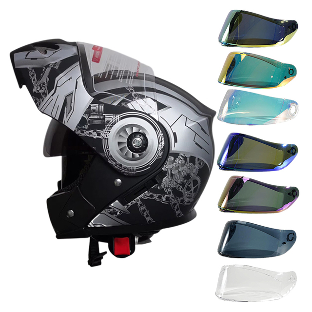 Matte Cool Adult Modular Motorcycle Helmets Full Face Flip up Street Racing Motocross Helmet with Dual Lens