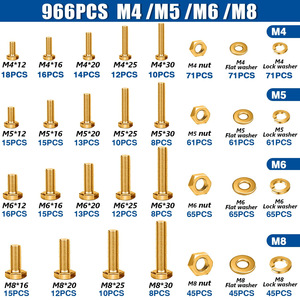 Hex <b>Bolt</b> <b>And</b> <b>Nut</b> Assortment 966Pcs M4 <b>M5</b> M6 M8 Grade 8.8 Metric <b>Bolt</b> Set With Washers For Standard Use - Product Image 3