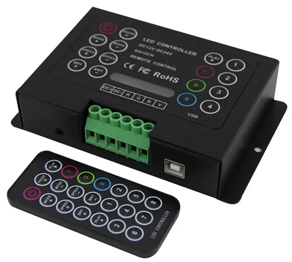 Pengendali RGB DC12V-24V BC-380-6A dengan Pengendali LED Pencahayaan IR Remote/Smd 5050 RGB