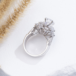 Messi Jewelry MSR-2127 14K Gold Round Shape High Setting Lab Grown <b>Diamond</b> <b>Ring</b> Wedding <b>Ring</b> - Product Image 2