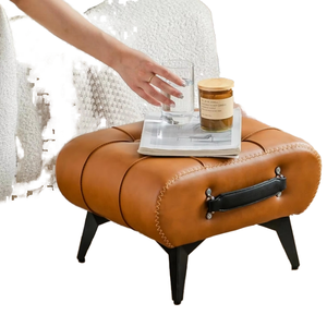 JOUYI Luxury <strong>Leather</strong> Shoe Bench Soft-Padded <strong>Footstool</strong> with Storage for Entryway Modern Design Ottomans Stool for Living Room - Product Image 5