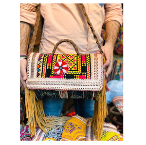 Sac à main en tissu Banjara en forme d'enveloppe, écologique, de haute qualité, pour femmes - Product Image 1