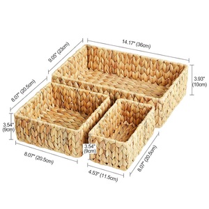 2025 OEM Set 3 Natuurlijke Geweven Waterhyacinten Mandjes Eco-vriendelijke Vintage Multifunctionele Handgemaakte Op maat gemaakte Opbergmandjes voor Brood - Product Image 2