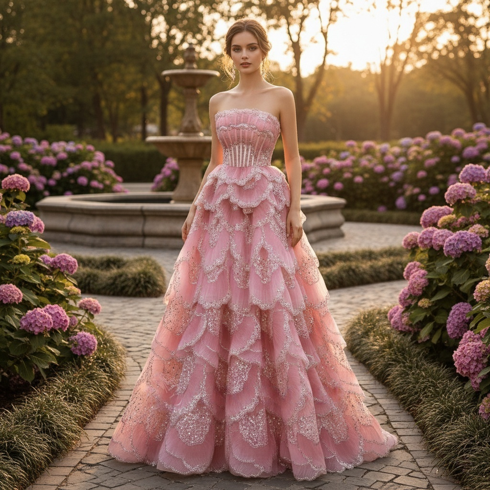 Luxury Lilac   Elegant Evening Dress Flowing Skirt LA73165 main image 1