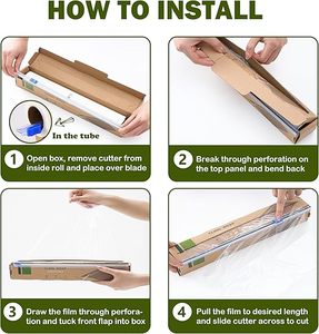 HuamaohengchunCling <b>Wrap</b> Compostable Food <b>Wrap</b> Film with Slide Cutter 12" Wide 200 FT for Kitchen <b>Clear</b> - Product Image 4