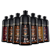Shampoo colorant capillaire à l'huile d'argan longue durée OEM, sans ammoniaque, noir, shampooing colorant capillaire à base de plantes