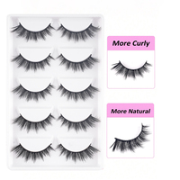 5 paires de faux cils moelleux, volume 3D naturel, en faux vison, doux et légers pour un usage quotidien S03