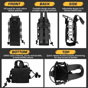 Adjustable Elastic <b>Water</b> <b>Bottle</b> <b>Holder</b> Multimount Molle <b>Bottle</b> Pouch Fits 16-40oz <b>Bottle</b> for Outdoor Hiking Camping Backpack - Product Image 2