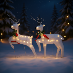 Luces Navideñas de Reno Blanco, Juego de 2 Piezas, Decoraciones LED para Exteriores, 40 LED, Blanco Cálido Suave 2700K, IP54 - Product Image 2