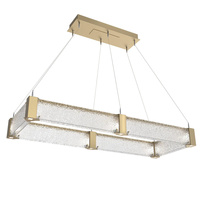 Lustre LED personnalisé en verre et laiton, design nordique moderne, rectangulaire linéaire, pour hôtel et salon