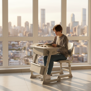 Ensemble Chaise et Bureau Compact pour Élève, Hauteur Réglable, Plateau en Bois, Idéal pour Écoles Primaires, Collèges et Enfants - Product Image 3