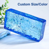 Briques de verre solides de couleur personnalisée avec texture de cristal de glace 200x100x50mm pour la décoration murale intérieure des salles de bain et des restaurants