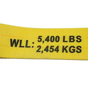 สายรัดกว้านมาตรฐานสหรัฐอเมริกาขนาด 4 นิ้วขายร้อน 5400LBS โพลีเอสเตอร์กว้านสายรัดรถพ่วงวงล้อเชือก