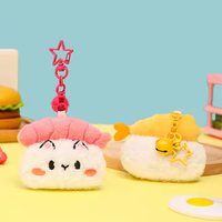 Porte-clés mignon en peluche crevettes Sushi boule de riz porte-clés doux Girly coeur poupée sac pendentif pour Couple vente en gros marchandise lanière