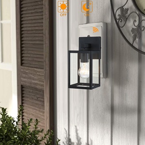 포토 센서 블랙 야외 랜턴 벽 조명 투명 유리 방수 농가 벽 마운트 램프 집 베란다 안뜰 차고 - Product Image 5