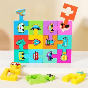 Rompecabezas de madera 3D para niños pequeños, 7 pulgadas, con bandeja, colores brillantes, clasificación de formas, rompecabezas de clavijas para niños de 3 a 5 años - Product Image 3