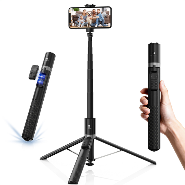 K&F Concept X96 1.75m 360 Degree Aluminum Alloy Telescopic Selfie Stick Tripod 9-Key Rechargeable Remote Control