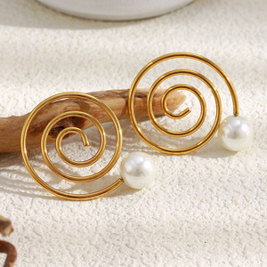 Dreamshow Imitation Pearl Jewelry Women's <strong>Earrings</strong> Conch Design Fashion Stud <strong>Earrings</strong> Gold Plated Stainless Steel Trendy Jewelry - Product Image 4