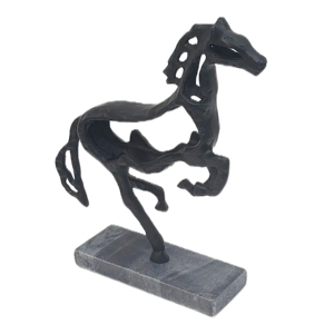 Scultura di cavallo al galoppo in metallo e marmo, statua decorativa per la casa, soggiorno, ufficio, mensola, tavolino da caffè - Product Image 4