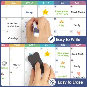 Grand calendrier magnétique mensuel pour réfrigérateur, tableau de planification effaçable à sec avec section pour notes, têtes de jours colorées, résistant aux taches en PET - Product Image 4