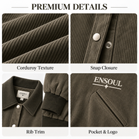 Blousons Bomber Rétro Personnalisés en Velours Côtelé pour Hommes – Fabricant de Vêtements – Coupe Décontractée, Logo Imprimé, Boutons-Pression, Chauds, Style Urbain, 100% Coton