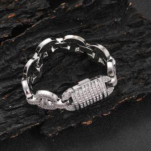 Hip Hop 16mm <b>Copper</b> Inlaid Zircon Pig Nose Cuban Chain Custom Jewelry Men's Trend <b>Bracelet</b> Tanjing - Product Image 4