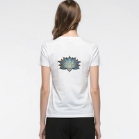 Élégant Patch Brodé Fleur de Lotus Bleue, Badge Dégradé Nénuphar de Luxe, Applique Thermocollante pour Décoration de Vêtements de Yoga Zen