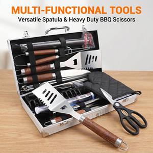 Ensemble d'outils de <span class=keywords><strong>barbecue</strong></span> portable 38 pièces avec étui de voyage en aluminium robuste, kit d'accessoires léger pour le camping et les pique-niques en plein air - Product Image 4