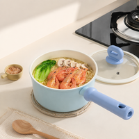 Casserole antiadhésive en céramique 18/20 cm avec couvercle, compatible induction, gaz et électrique, idéale pour la préparation saine du lait en cuisine