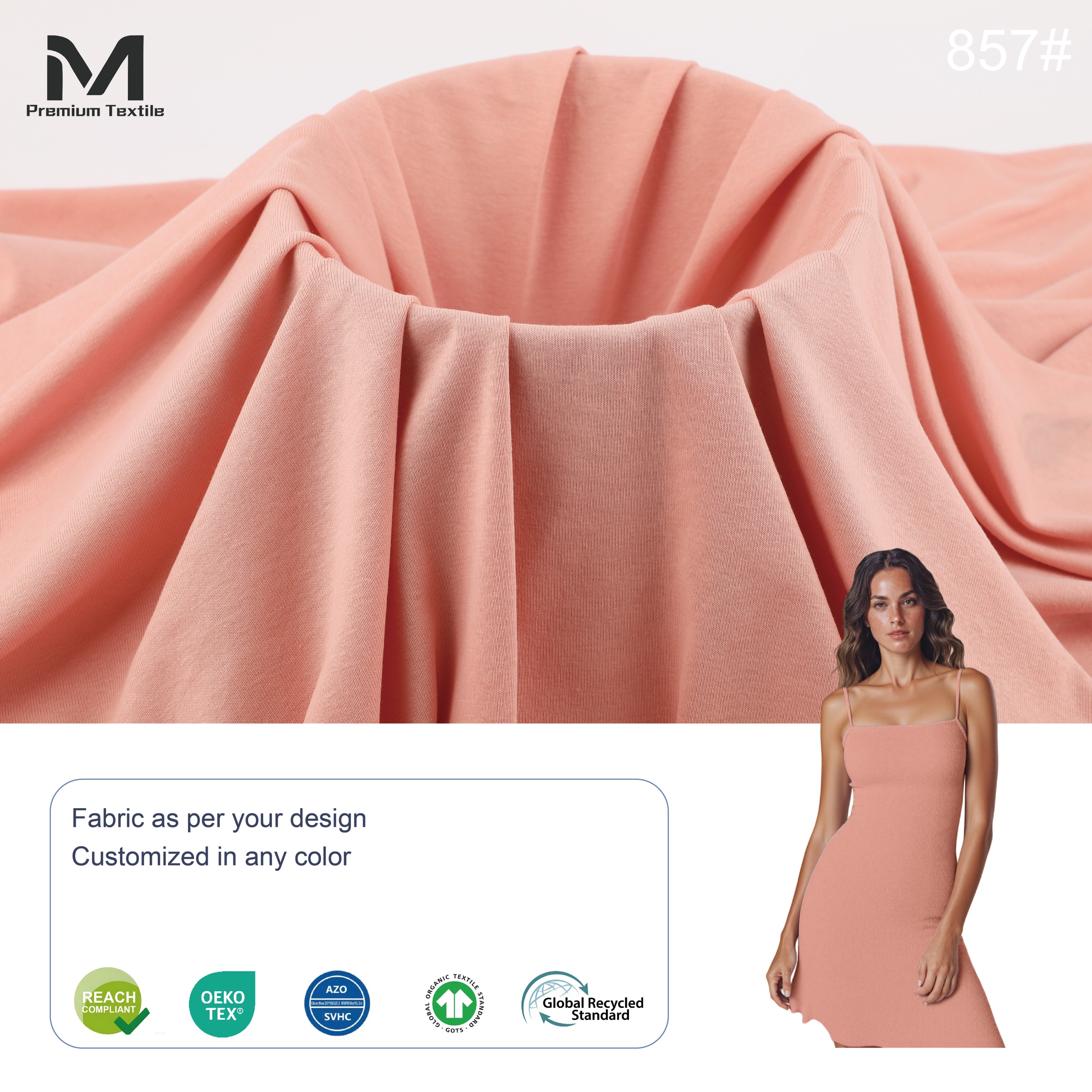 Luxury Soft Breathable Organic Cotton Knit Fabric For Flexible Sustainable Homewear And Soft Modern Style For Daily Wear 857#