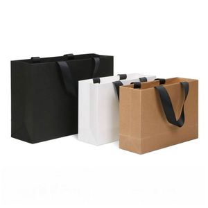 Custom Printed Eco-friendly Recyclable Classic Luxury White Kraft Paper Gift <b>Bag</b> with Ribbon Handle Shopping <b>Bag</b> Your Own Logo - Product Image 5