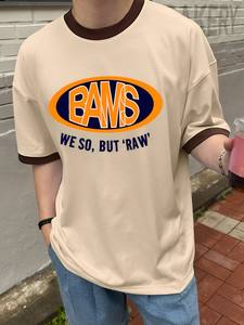 เสื้อยืดคอกลมผ้าคอตตอนไซส์ใหญ่พิเศษพิมพ์ลายพิมพ์ตัวอักษรเสื้อยืดใส่สบายทำด้วยมือสินค้าจำนวนมากตามสั่ง - Product Image 4