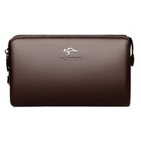 Pochette Homme en Cuir PU Souple avec Fermeture Éclair, Grande Capacité, Porte-Documents Professionnel, Doublure Polyester, Style Décontracté, Livraison Directe