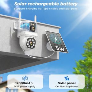 Cámara Solar con Disco Duro, Alarma Energética, HD <span class=keywords><strong>V380</strong></span> <span class=keywords><strong>Pro</strong></span>, 3 Lentes, Seguridad PTZ 4G, 5G, Rotación 10X, Servidor <span class=keywords><strong>Web</strong></span>, Alimentación para Rancho, Tuya, Alexa - Product Image 3